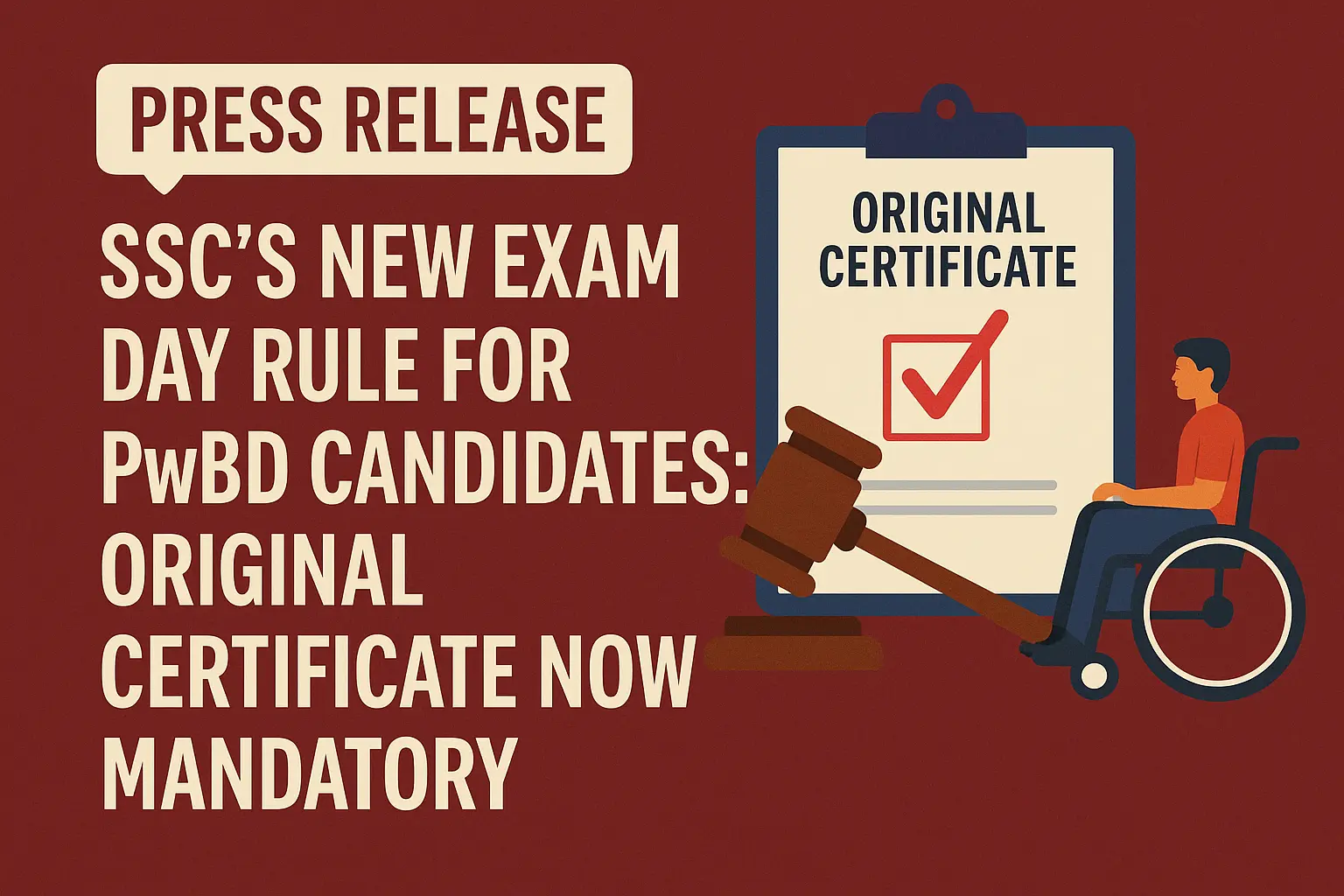 SSCs New Exam Day Rule for PwBD Candidates- Original Certificate Now Mandatory